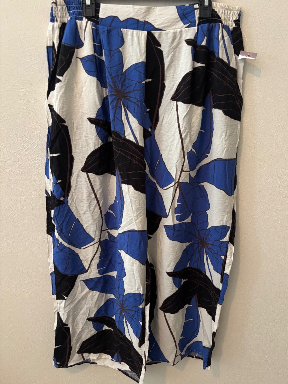Sophia Jeans by Sophia Vergara Blue Tropical Drape Muse Wide Leg Pants, Size XL